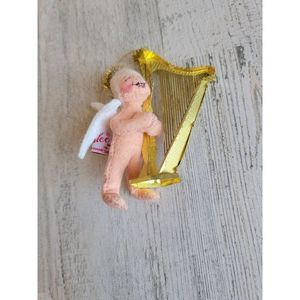 Annalee 1995 angel with harp halo ornament Xmas decor